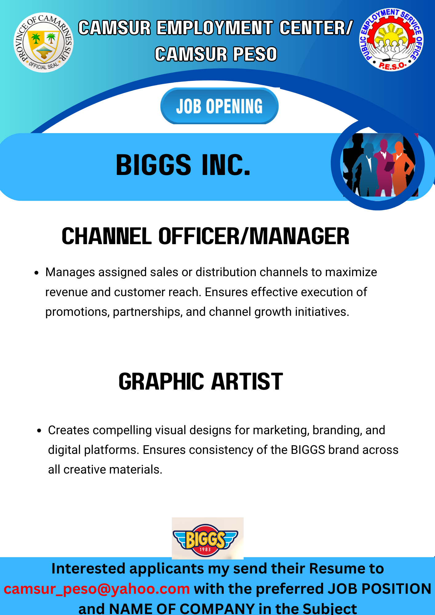 Job Vacancies at BIGGS Inc.